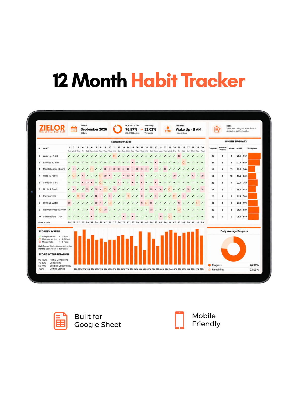 12 Month Advanced Habit Tracker